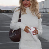 Loose Fit Fringe Turtleneck Sweater