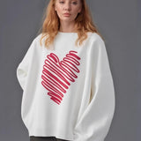Red Heart Line Knit Sweater