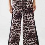 Chic Leopard Print Relaxed Wide Leg Pants
