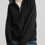 Half Zip Textured Knit Sweater
