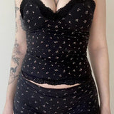 Chic Casual Floral Lace Sexy Cami Two Piece Set