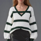 Bell Sleeve Color Block Knit Sweater