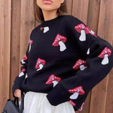 Mushroom Print Knit Sweater
