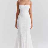 Sexy Spaghetti Strap Back Lace Up Formal Dress