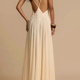 Deep V Neck Lace Patchwork Boho Dress