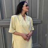 Yellow Lapel Short Sleeve Blazer