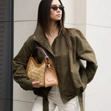 Buckle Belted Bomber Jacket