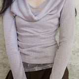 Mock Two Piece Draped Lace Knit Top