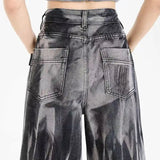 Black Tie-dye Wide-leg Jeans