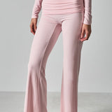 Solid Fitted Foldover Soft Pants