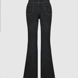 Stylish High-Waisted Patchwork Flared Jeans