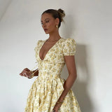 Ruffled V-Neck Floral Dress