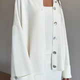 Elegant Minimalist Knit Long Sleeve Cardigan Cami Three Piece Set