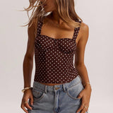 Chic Polka Dot Bustier Sleeveless Tank Top