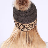 Leopard Print Slouchy Knit Beanie Hat