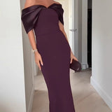 Off-Shoulder Slim Fitted Maxi Party Dress