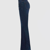 Stylish High-Waisted Patchwork Flared Jeans