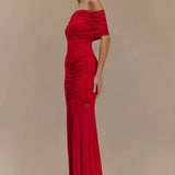 Piper - Off-Shoulder Pleated Maxi Dress