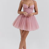 Chiffon Lace-up Backless Cocktail Dress