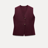 Knitted Vest And Pleated Skirt