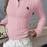 Collared Long Sleeve Knit Sweater