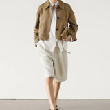 Split suede leather jacket with pocket