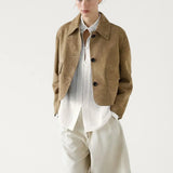 Split suede leather jacket with pocket