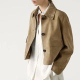 Split suede leather jacket with pocket