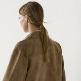 Split suede leather jacket with pocket