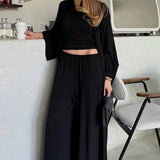 Solid Knit Flowly Long Sleeve Robe Three Piece Set