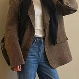 Houndstooth Single-Breasted Blazer