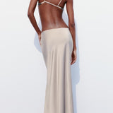 Slim High Waist Satin Texture Straight Midi Skirt