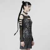 Cyber Printed Sexy Metal Rivets Two-piece Dress