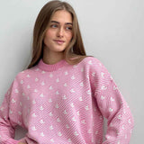 Sailboat Pattern Crew Neck Knit Sweater