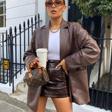 Single-Breasted PU Blazer