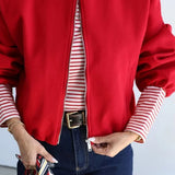 Cropped Sports Bomber Jacket