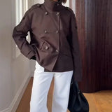 Stand Collar Loose Fit Casual Jacket