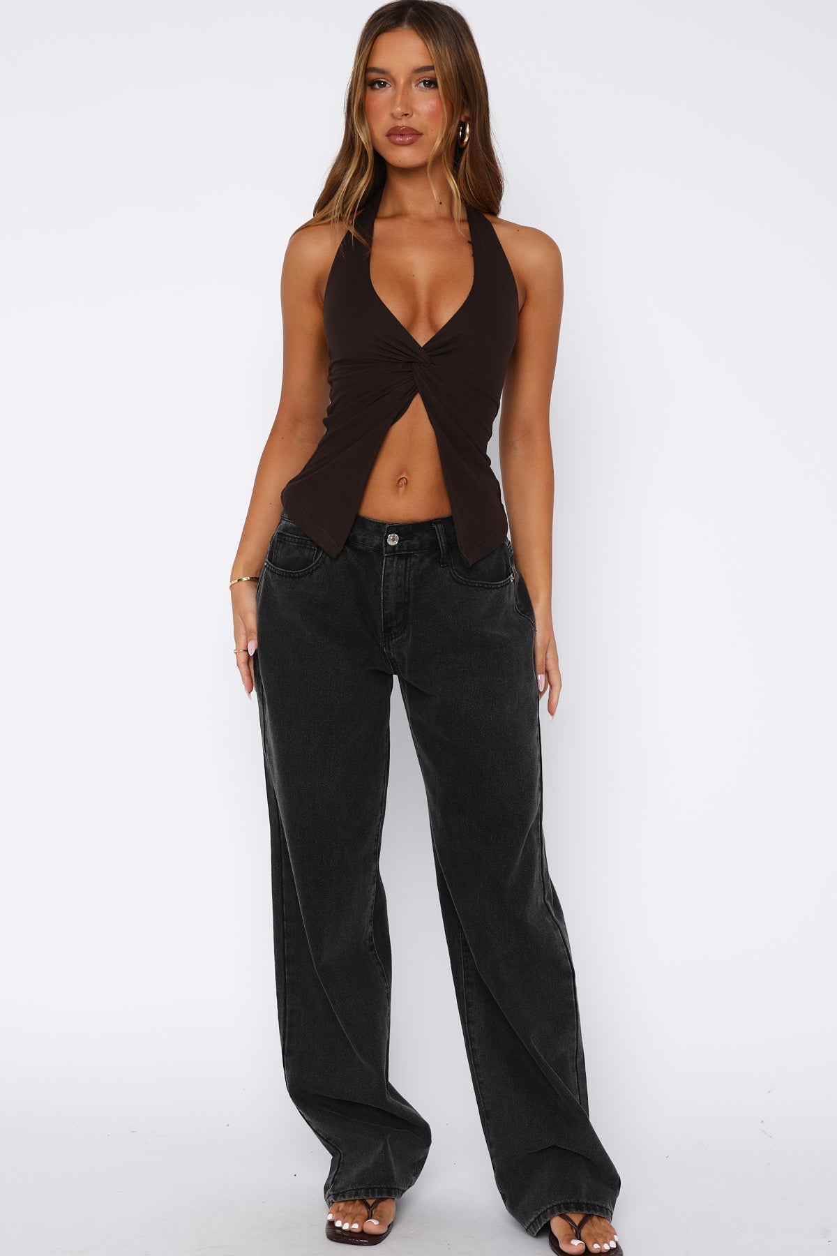 Beginning To Wonder Halter Top Chocolate