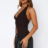 Beginning To Wonder Halter Top Chocolate