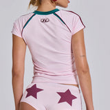 Sporty Retro Letter Print Slim Two Piece Set