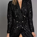 Sequin Double-Breasted Blazer
