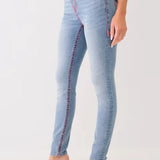 Washed Mid Rise Embroidered Jeans