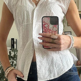 Versatile Red White Plaid Blouse