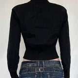 Casual Girdling Waist Black Jacket