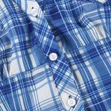 British Plaid Ruffled V Neck Puff Sleeve Blouse
