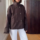Stand Collar Loose Fit Casual Jacket
