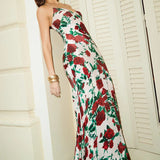 Floral Deep V Backless Maxi Dress