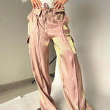 Golden Years Glitter Fabric Drawstring Waist Pocketed Wide Leg Pants