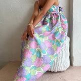 Beautiful Temperament Printed Strapless Backless Swing Dress
