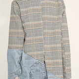 Plaid Denim Oversized Blazer
